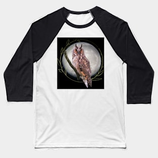 Long Eared Owl by the moon Baseball T-Shirt